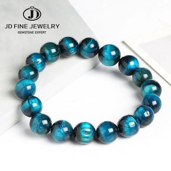 Handmade Blue Tiger Eye Buddha Bracelet with Round Natural Stone Beads - High Quality, Unisex Casual Jewelry for Yoga and Meditation Bracelet