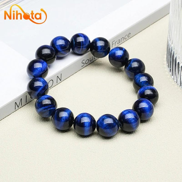 Handmade Dark Blue Tiger Eye Stone Beads Bracelet - Charm Accessories - Anime Lover's Gift - Unique Bangle Bracelet