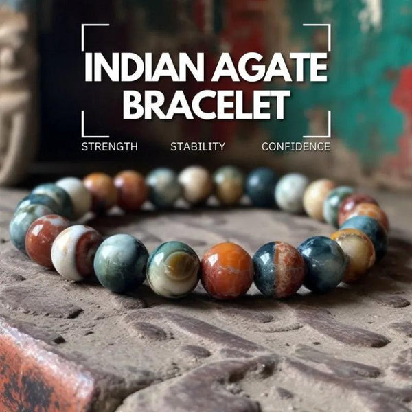 Indian Moss Agate Bracelet - Balancing, Calming, Spiritual Meditation Bracelet - Natural Stone Bracelet for Anxiety Inner Peace - Healing Gift Bracelet